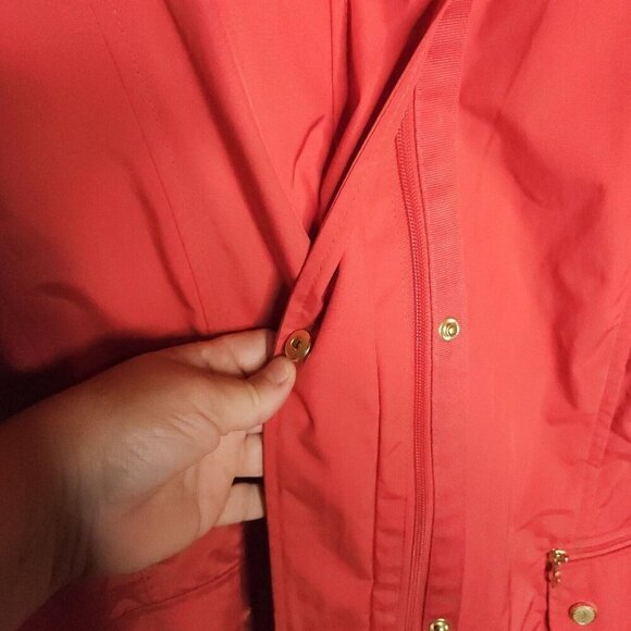 Cole Haan Salmon Pink Long Trench Windbreaker Rain Coat Large - Picture 8 of 11